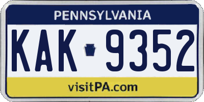 PA license plate KAK9352