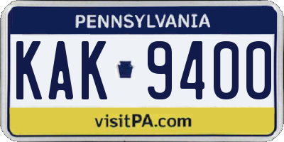 PA license plate KAK9400