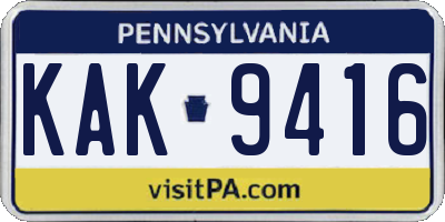 PA license plate KAK9416