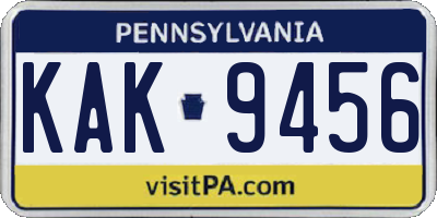 PA license plate KAK9456