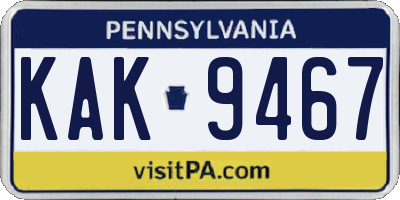 PA license plate KAK9467