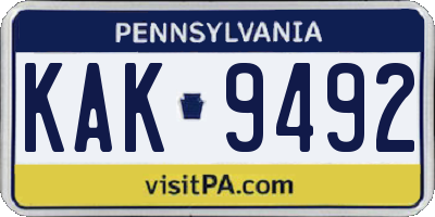 PA license plate KAK9492