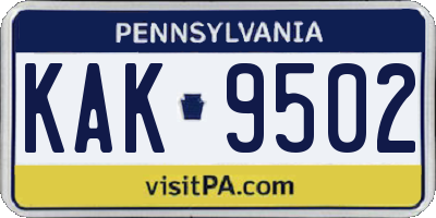 PA license plate KAK9502