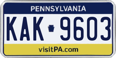 PA license plate KAK9603