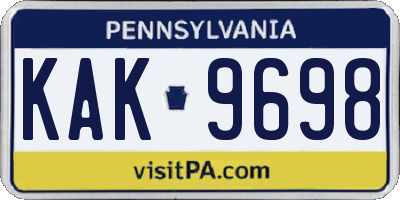 PA license plate KAK9698