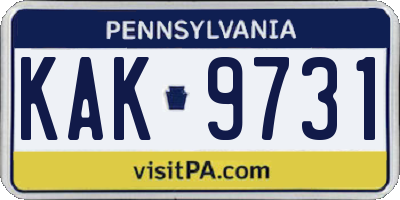 PA license plate KAK9731