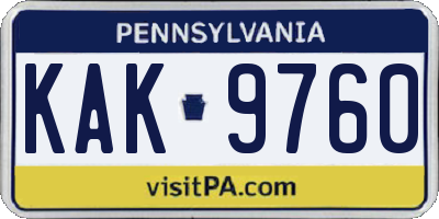 PA license plate KAK9760