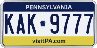 PA license plate KAK9777