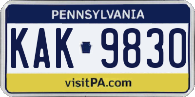 PA license plate KAK9830