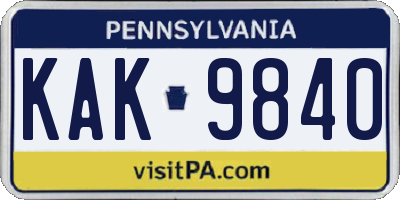 PA license plate KAK9840