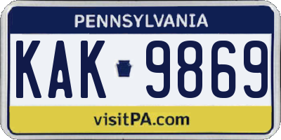 PA license plate KAK9869