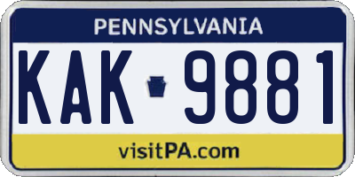 PA license plate KAK9881