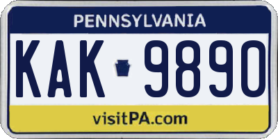 PA license plate KAK9890