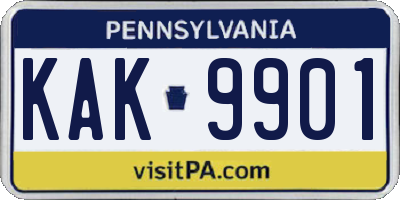 PA license plate KAK9901