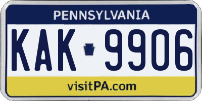 PA license plate KAK9906