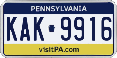 PA license plate KAK9916