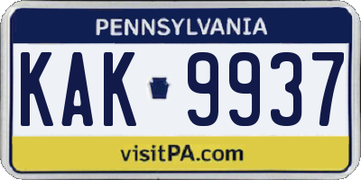 PA license plate KAK9937