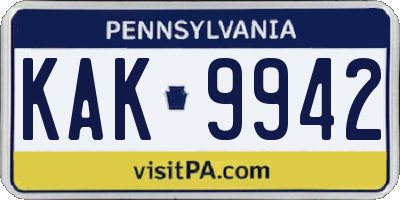 PA license plate KAK9942