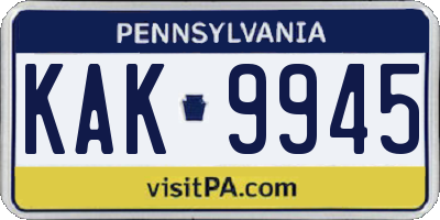 PA license plate KAK9945