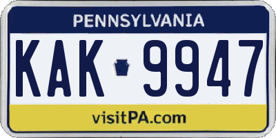 PA license plate KAK9947