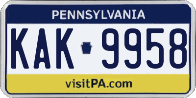 PA license plate KAK9958