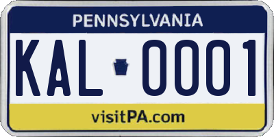 PA license plate KAL0001