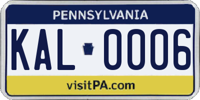 PA license plate KAL0006