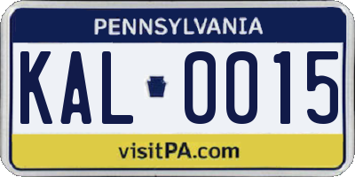 PA license plate KAL0015
