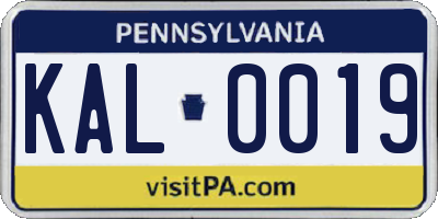 PA license plate KAL0019