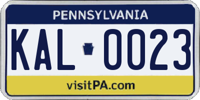 PA license plate KAL0023