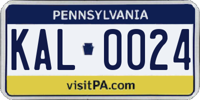 PA license plate KAL0024