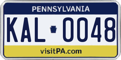 PA license plate KAL0048