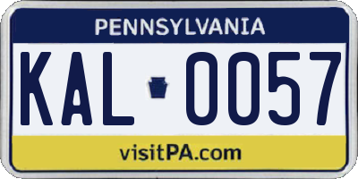 PA license plate KAL0057