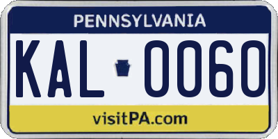 PA license plate KAL0060