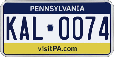 PA license plate KAL0074