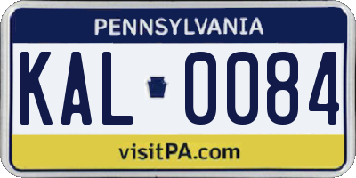 PA license plate KAL0084