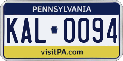 PA license plate KAL0094