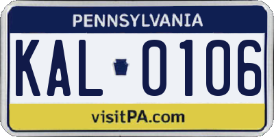 PA license plate KAL0106