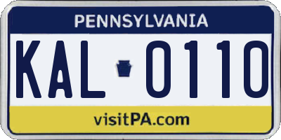 PA license plate KAL0110