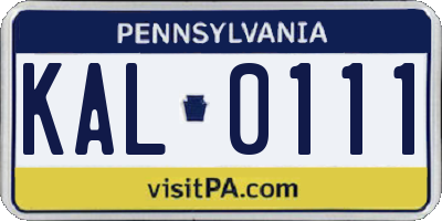PA license plate KAL0111