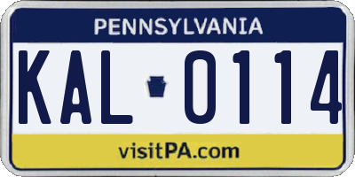 PA license plate KAL0114
