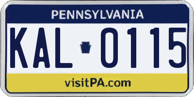 PA license plate KAL0115