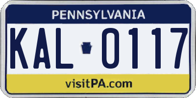 PA license plate KAL0117