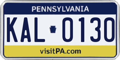 PA license plate KAL0130