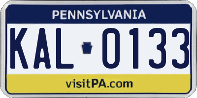 PA license plate KAL0133