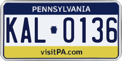 PA license plate KAL0136