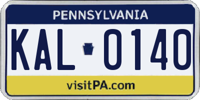 PA license plate KAL0140