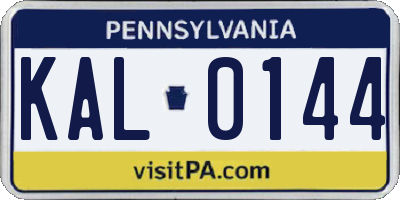 PA license plate KAL0144