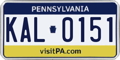 PA license plate KAL0151