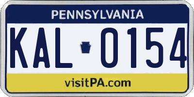 PA license plate KAL0154